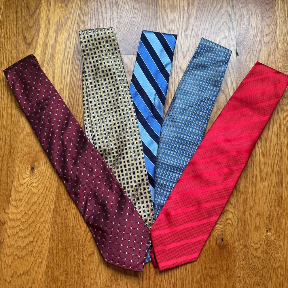 Elegant Men's Tie Set - Red, Blue, Gold, Burgundy